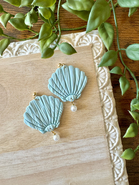 Baby Blue Seashell Dangles